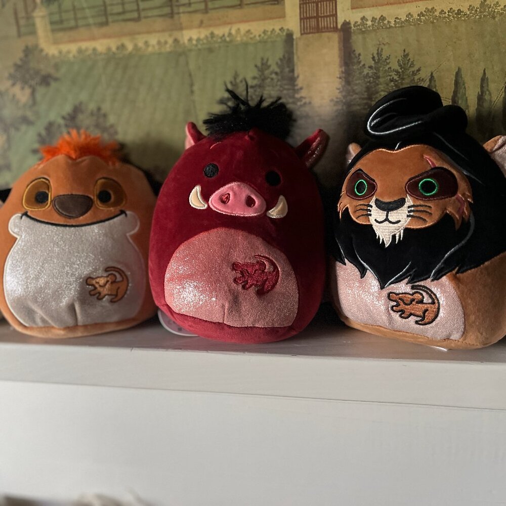 BNWT Lion King Sparkle Squishmallow Trio: Timon, Pumba, Scar